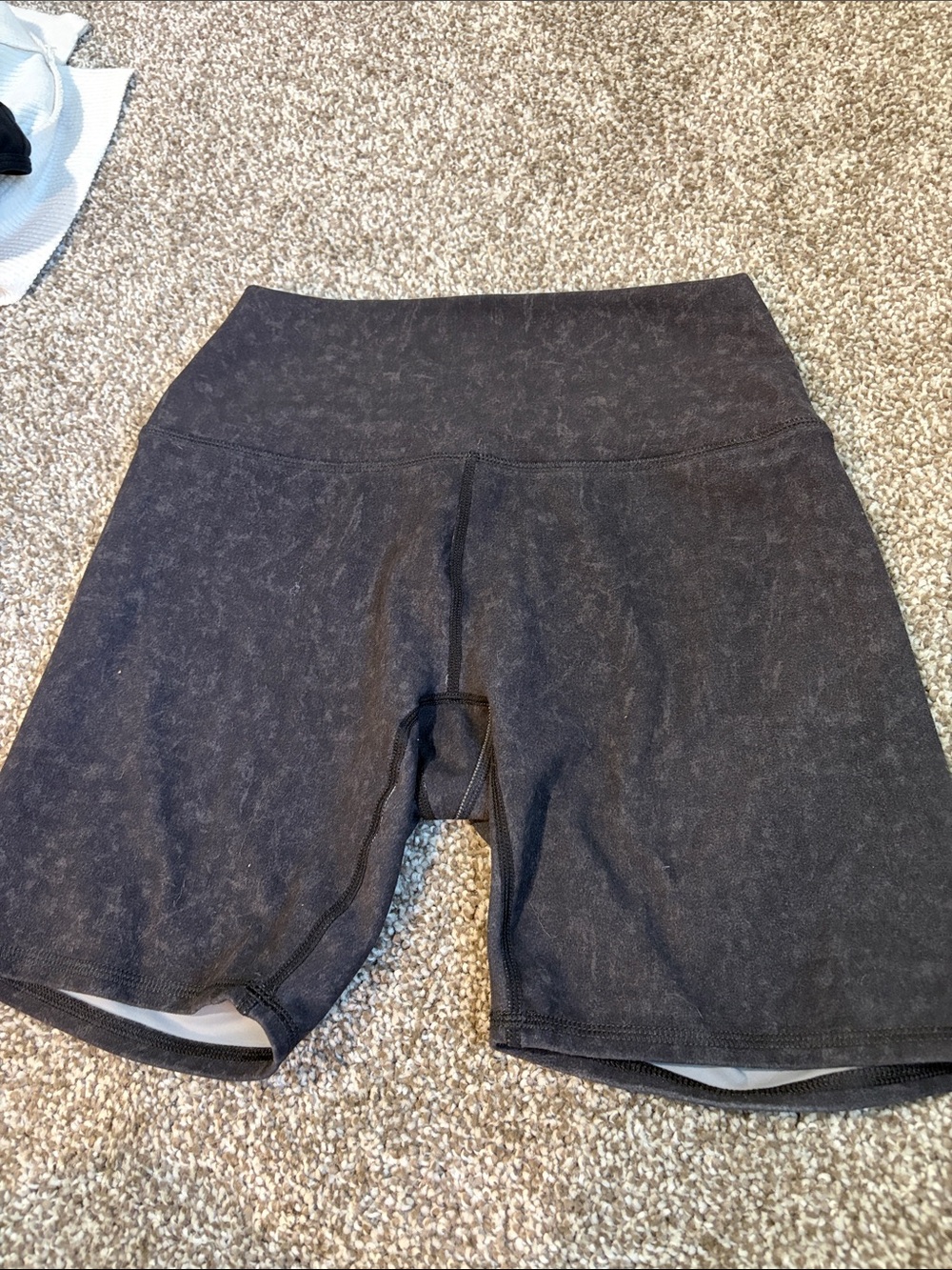 GAIAM Black Marbled High-Rise Bike Shorts